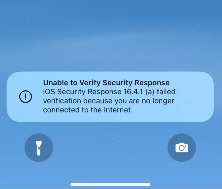 The notification users observed when their device failed to install the RSR